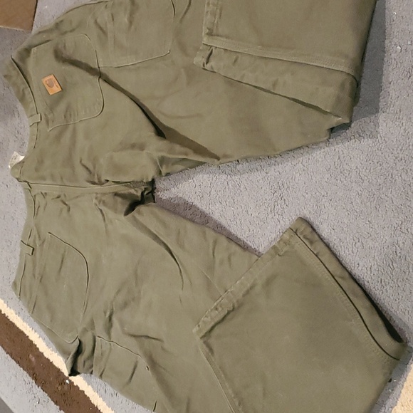 Men's fleece 42x30 carhartt green jeans - Picture 4 of 4